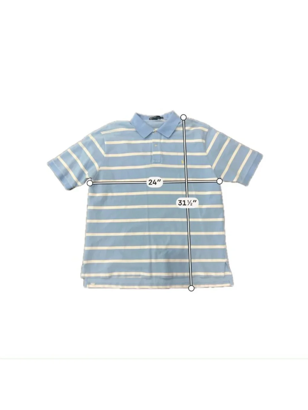 Polo Ralph Lauren 2XL Tall Mens Blue White Striped Short Sleeve Polo Shirt Retro